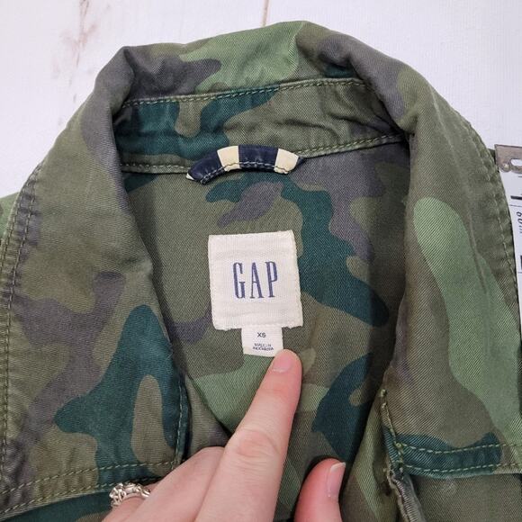 Gap camo utility jacket shirt green striped - Picture 9 of 11